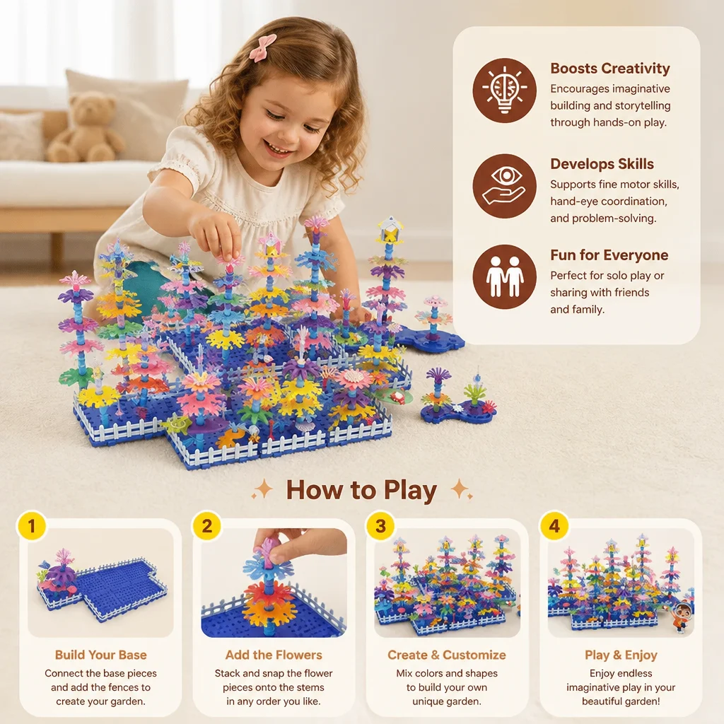 Kids Build-A-Garden Flower Toy Set – Creative Building Playset