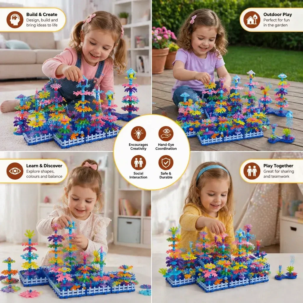 Kids Build-A-Garden Flower Toy Set – Creative Building Playset