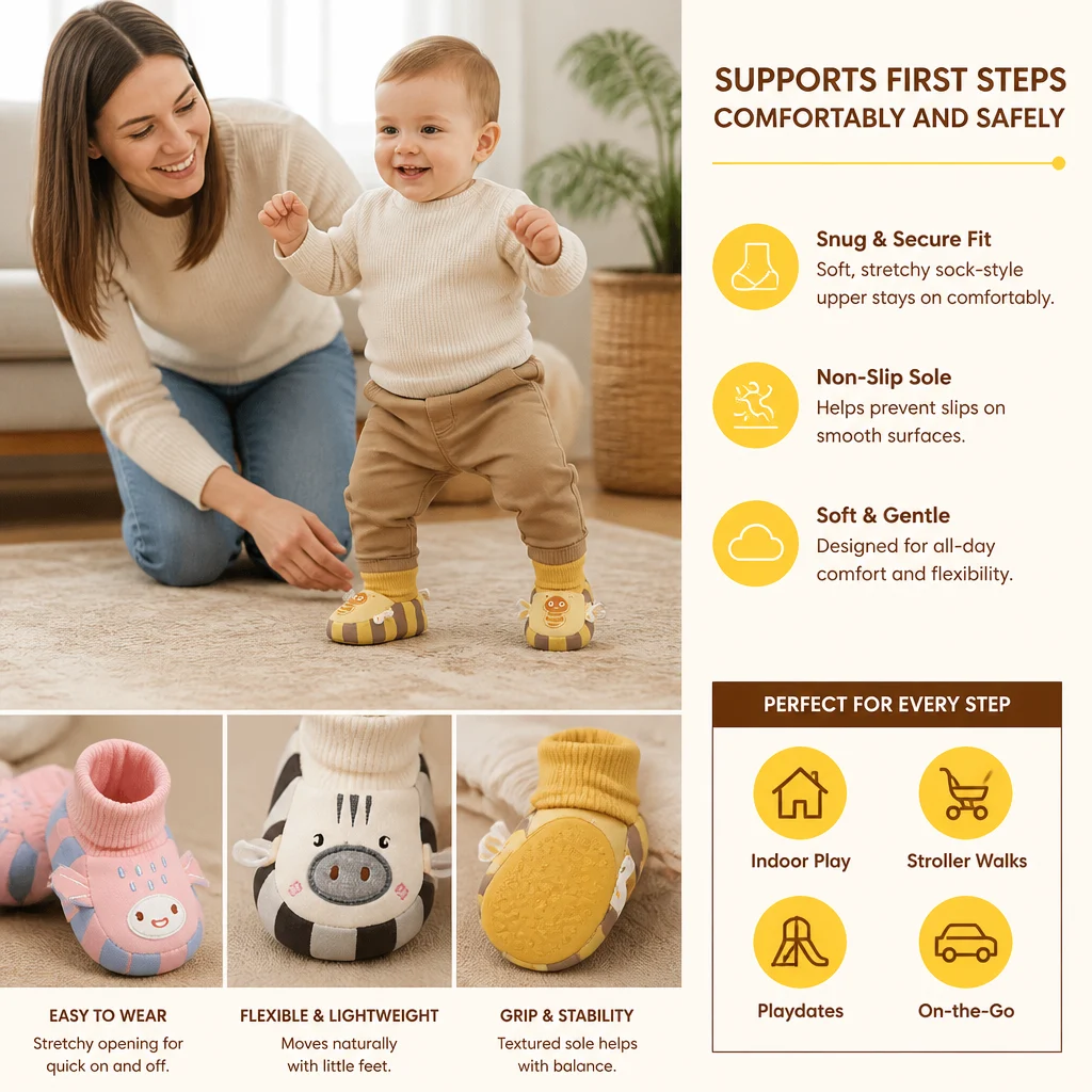 Cosy Baby Sock Shoes – Warm, Non-Slip & Comfortable
