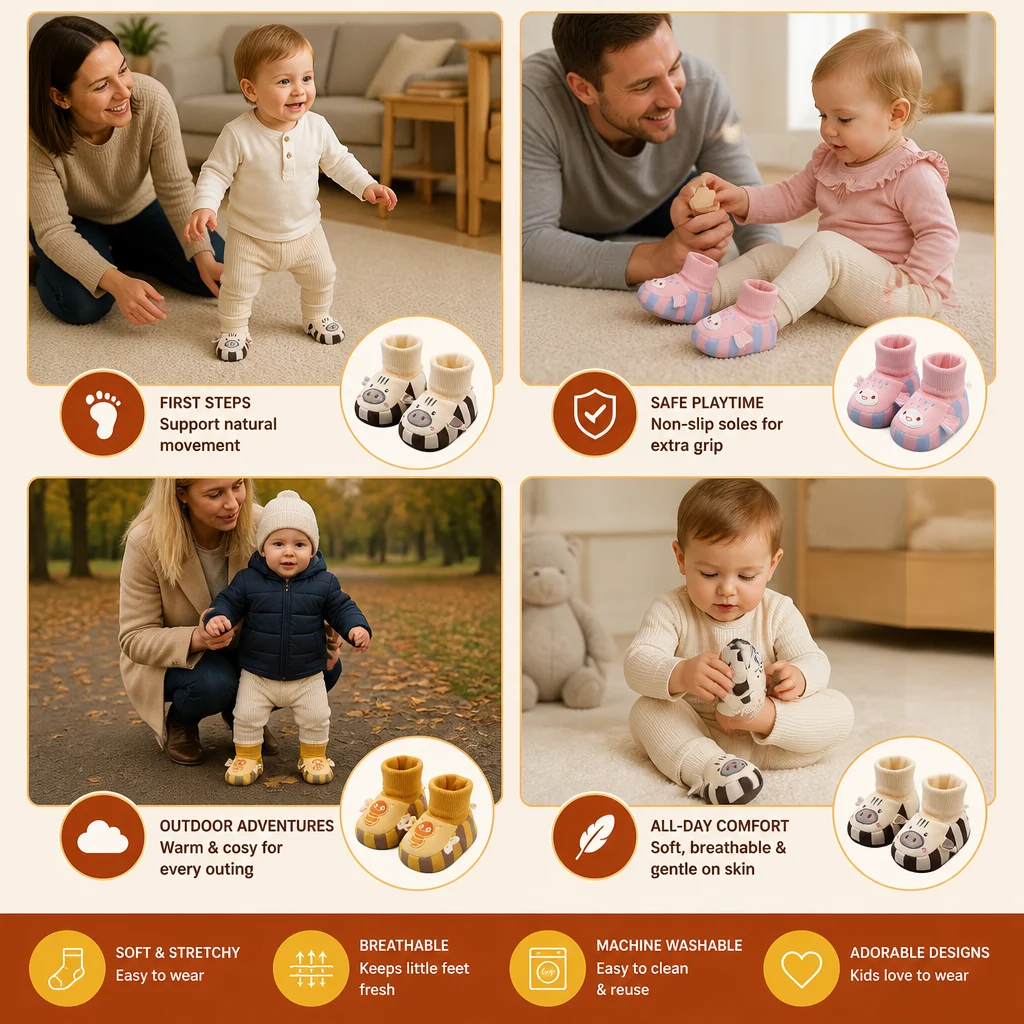 Cosy Baby Sock Shoes – Warm, Non-Slip & Comfortable