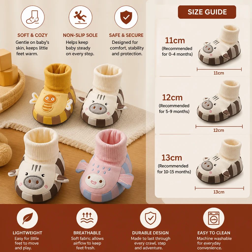 Cosy Baby Sock Shoes – Warm, Non-Slip & Comfortable