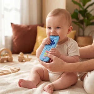 Silicone Remote Control Baby Teether – BPA-Free Sensory Chew Toy