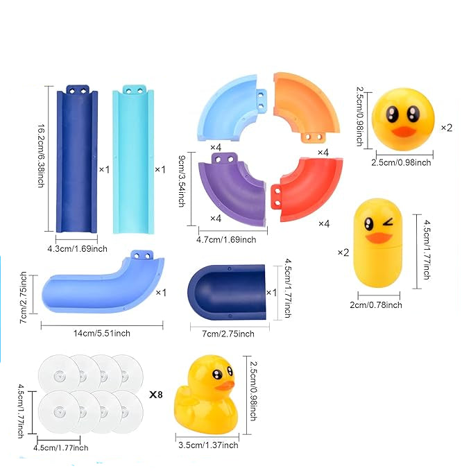 Water Slide Bath Toy for Toddlers โ DIY Track with Suction Cups and Rolling Ducks for Fun Bathtime Play