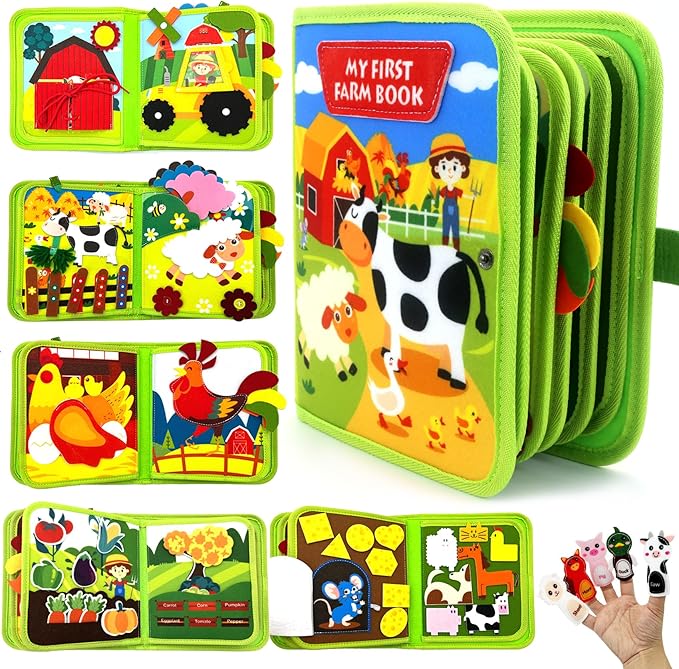Educational Farm Story Book for Toddlers โ Soft Felt Activity Book for Animal Learning and Fine Motor Skills