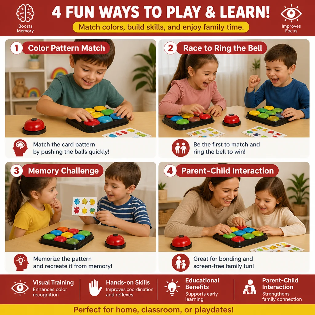 Educational Color Pattern Match Family Bell Game