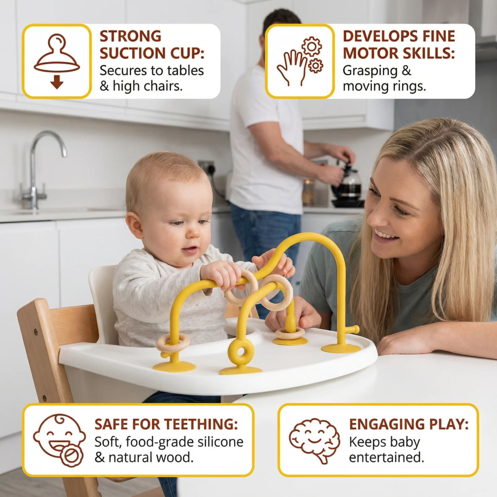 Silicone Baby Activity Toy – Suction Cup Learning Toy for Table & High Chair
