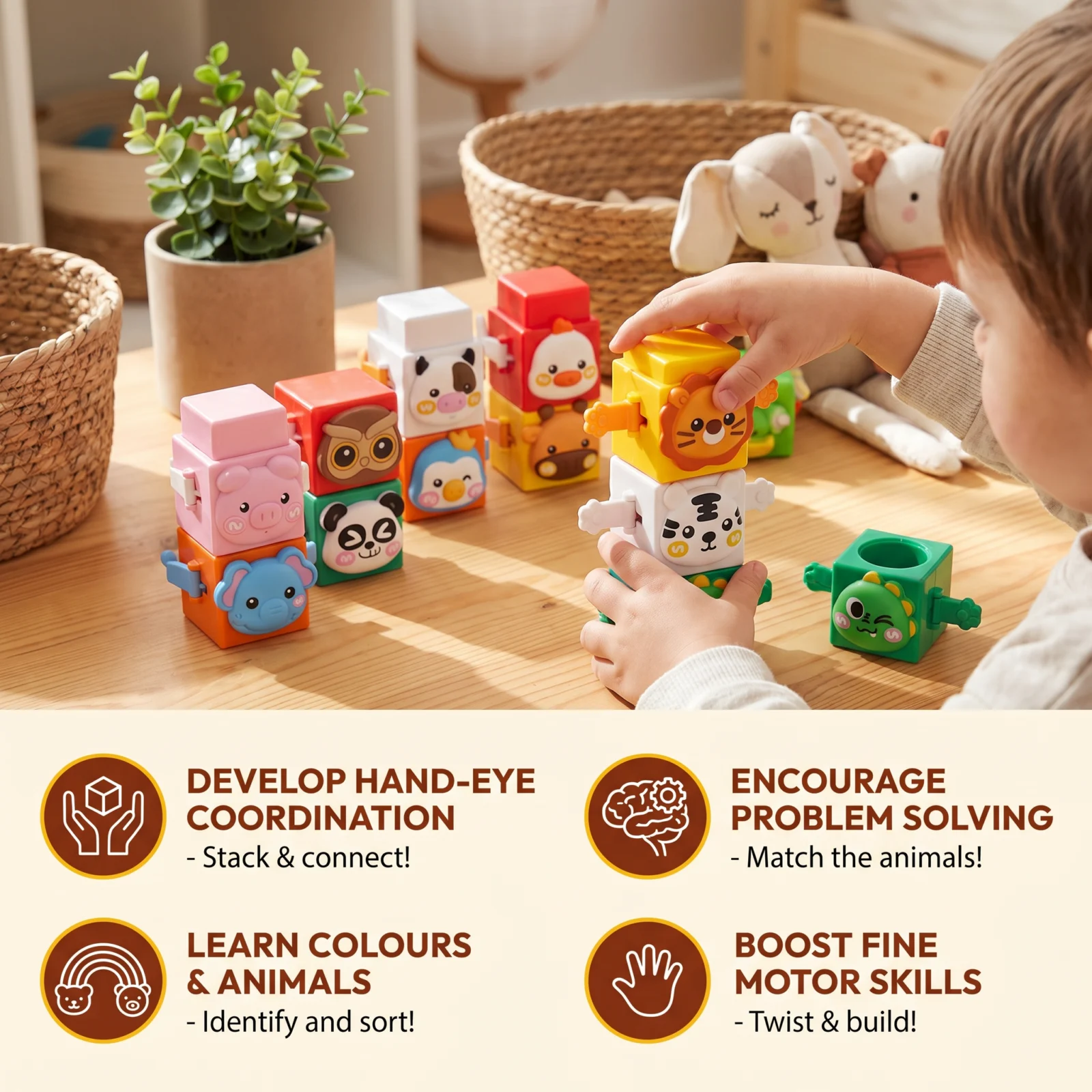Educational Montessori Animal Stacking Toy Set
