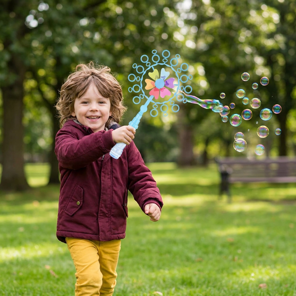 Kids Bubble Wand Toy Set with Windmill Design for Outdoor Fun