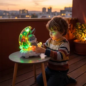Light-Up Moon Bunny Toy – Transparent Gear Design with Music & LED Lights
