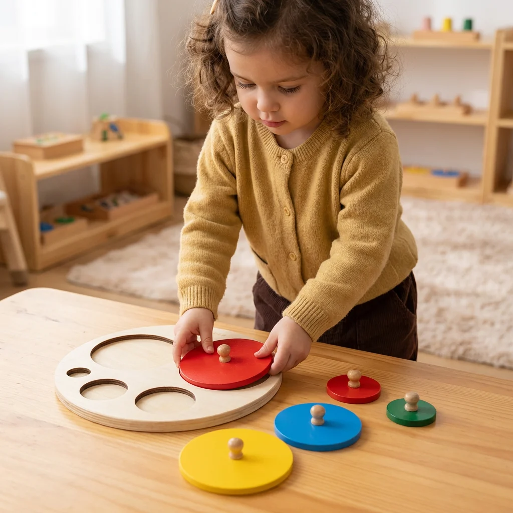 Montessori Wooden Shape Puzzle – Color Sorting Learning Toy for Kids
