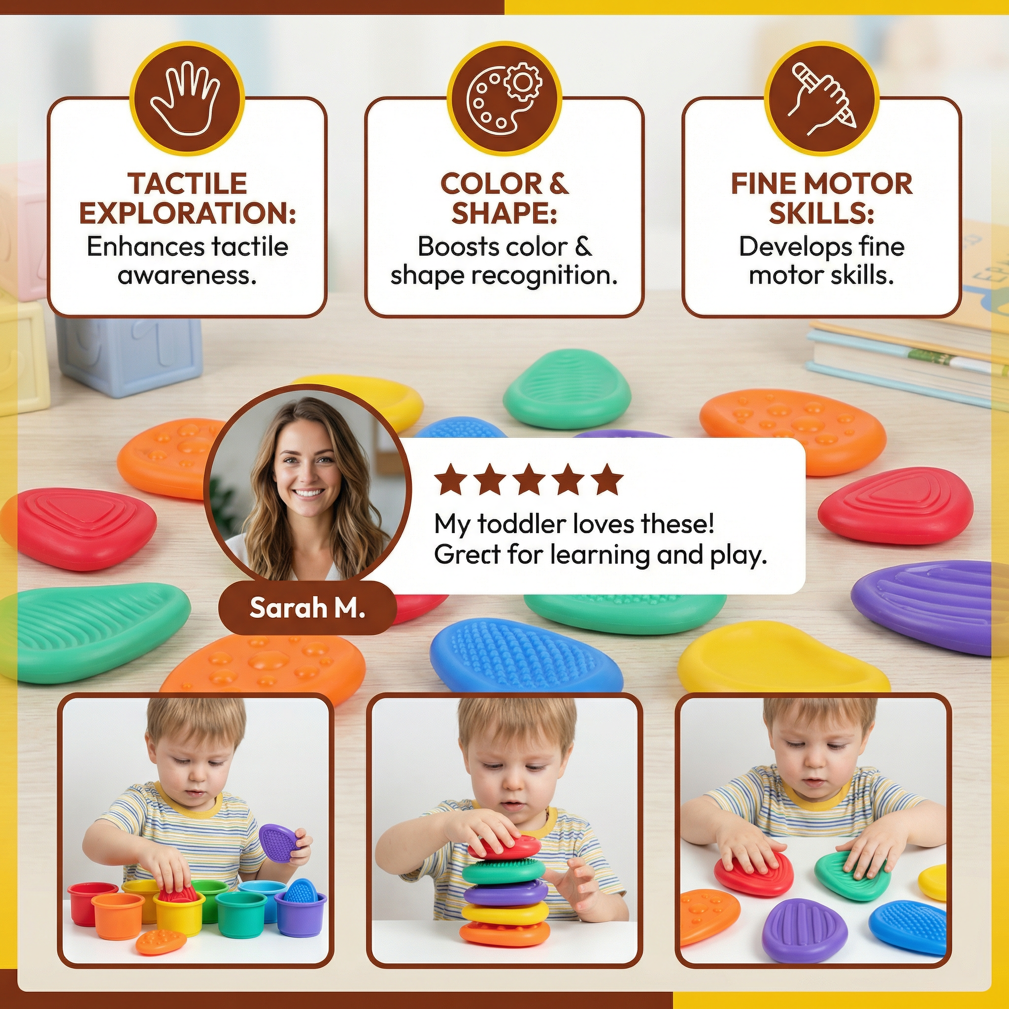 Sensory Stones for Kids β Textured Touch & Feel Learning Toy for Early Development - Image 5