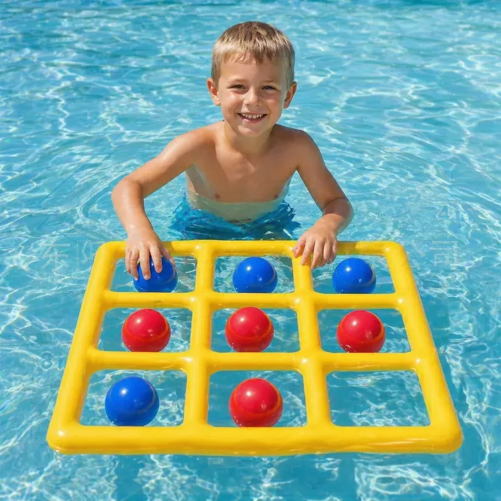 Inflatable Pool Tic-Tac-Toe Game Set โ Water Party Game with Balls & Pump