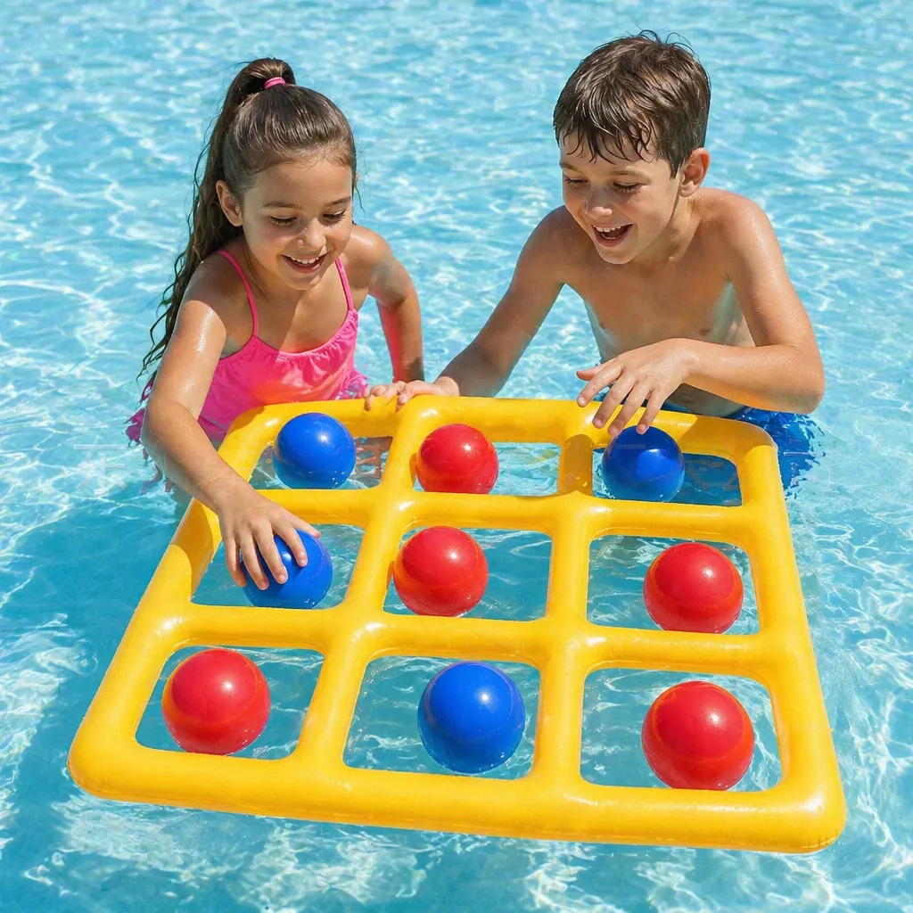 Inflatable Pool Tic-Tac-Toe Game Set โ Water Party Game with Balls & Pump