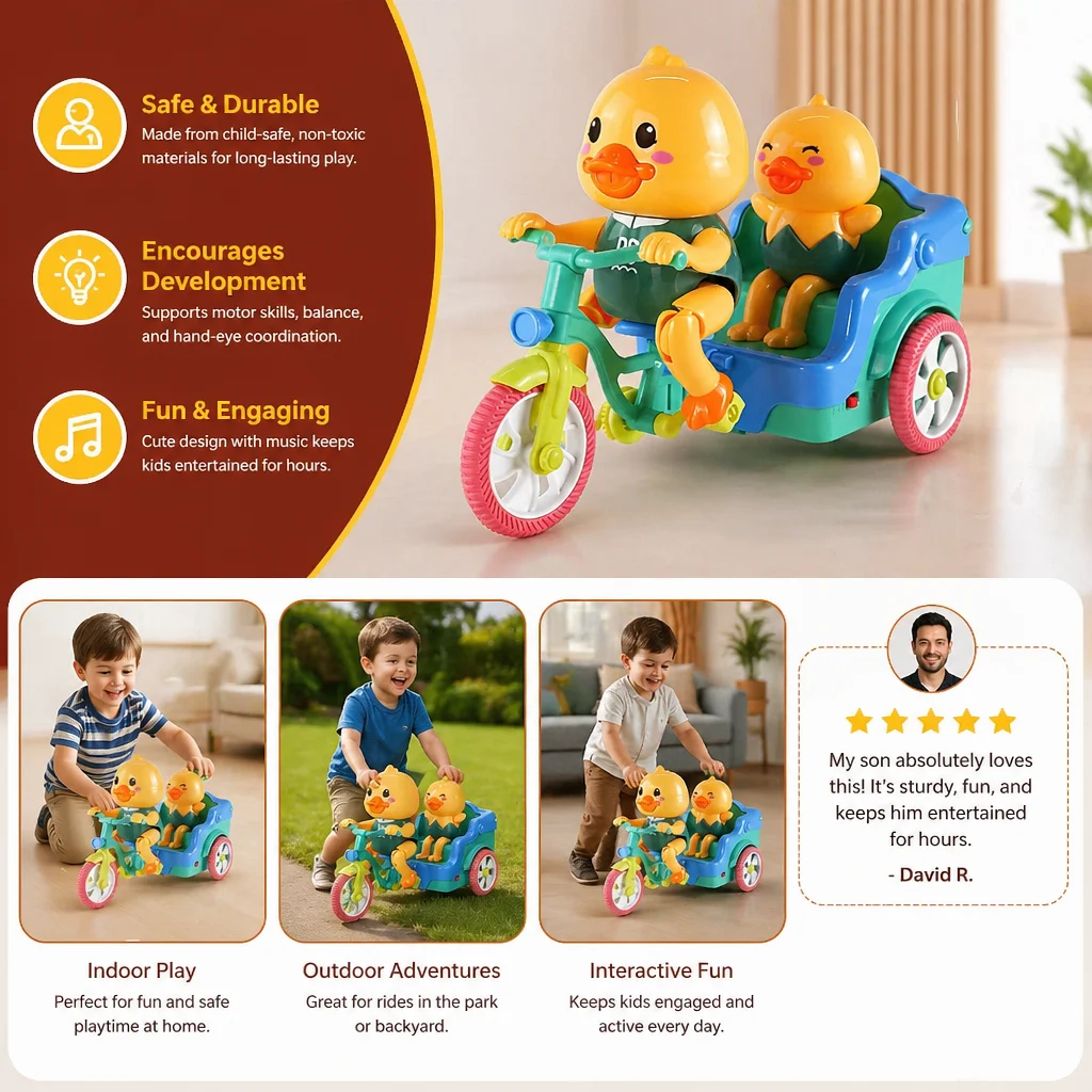 Electric Animal Tricycle โ Interactive Ride-On Toy with Music & Light for Children