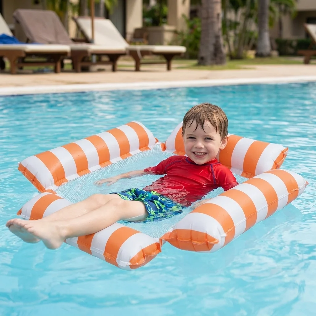 Inflatable Pool Seat for Children โ Water Hammock with Mesh Surface