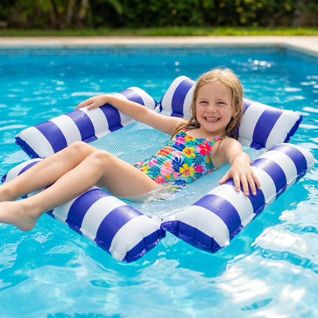Inflatable Pool Seat for Children โ Water Hammock with Mesh Surface