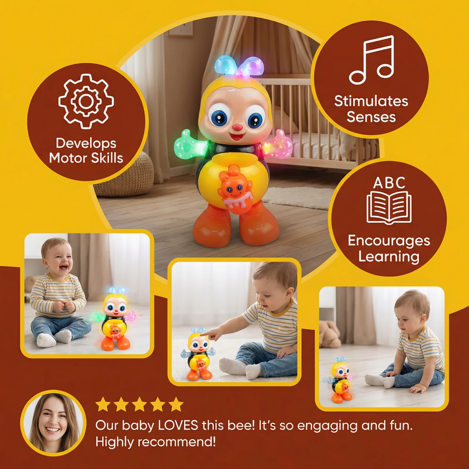 Dancing Musical Bee โ Interactive Toy for Babies & Toddlers