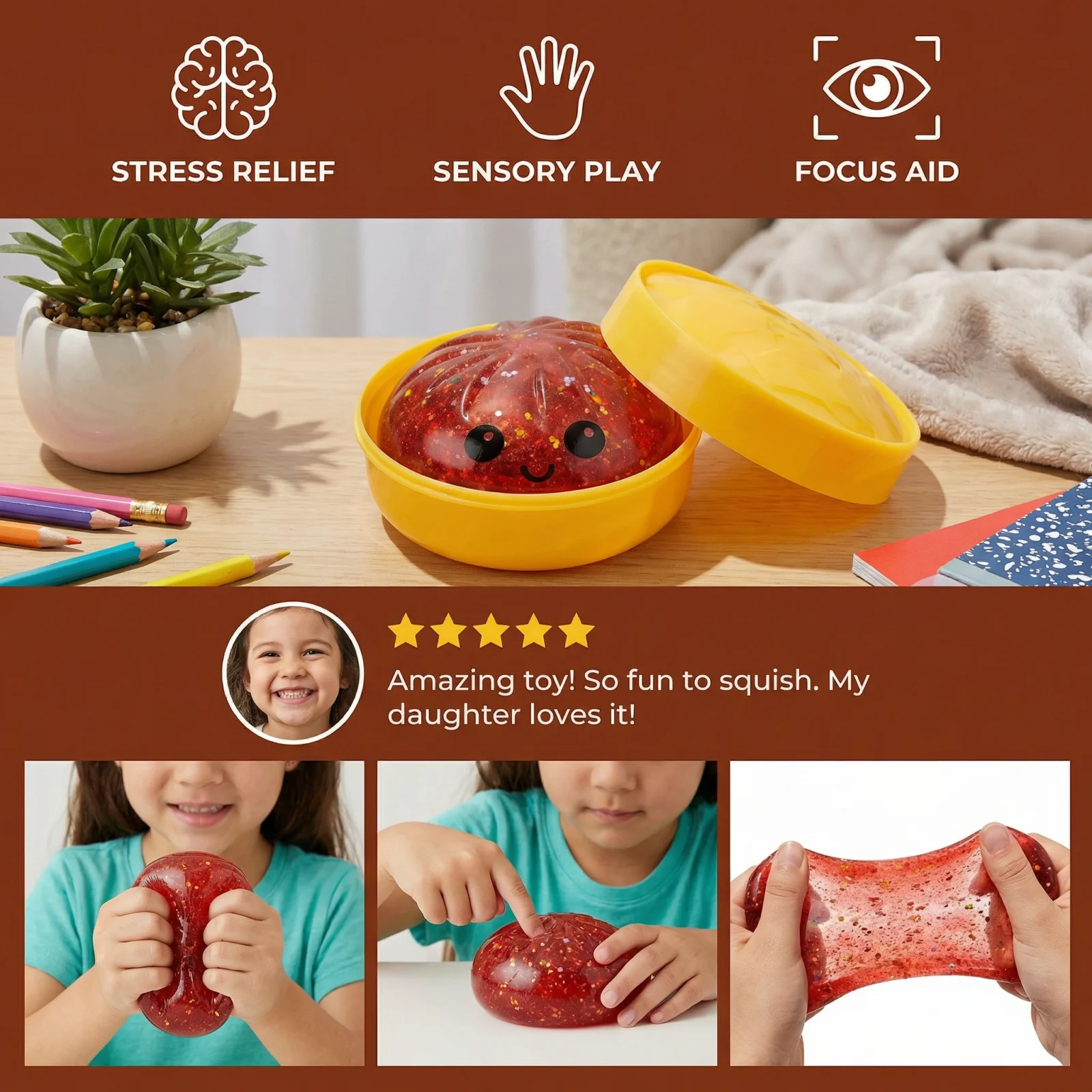 Squishy Fidget Toy โ Kawaii Squeeze Ball for Stress Relief