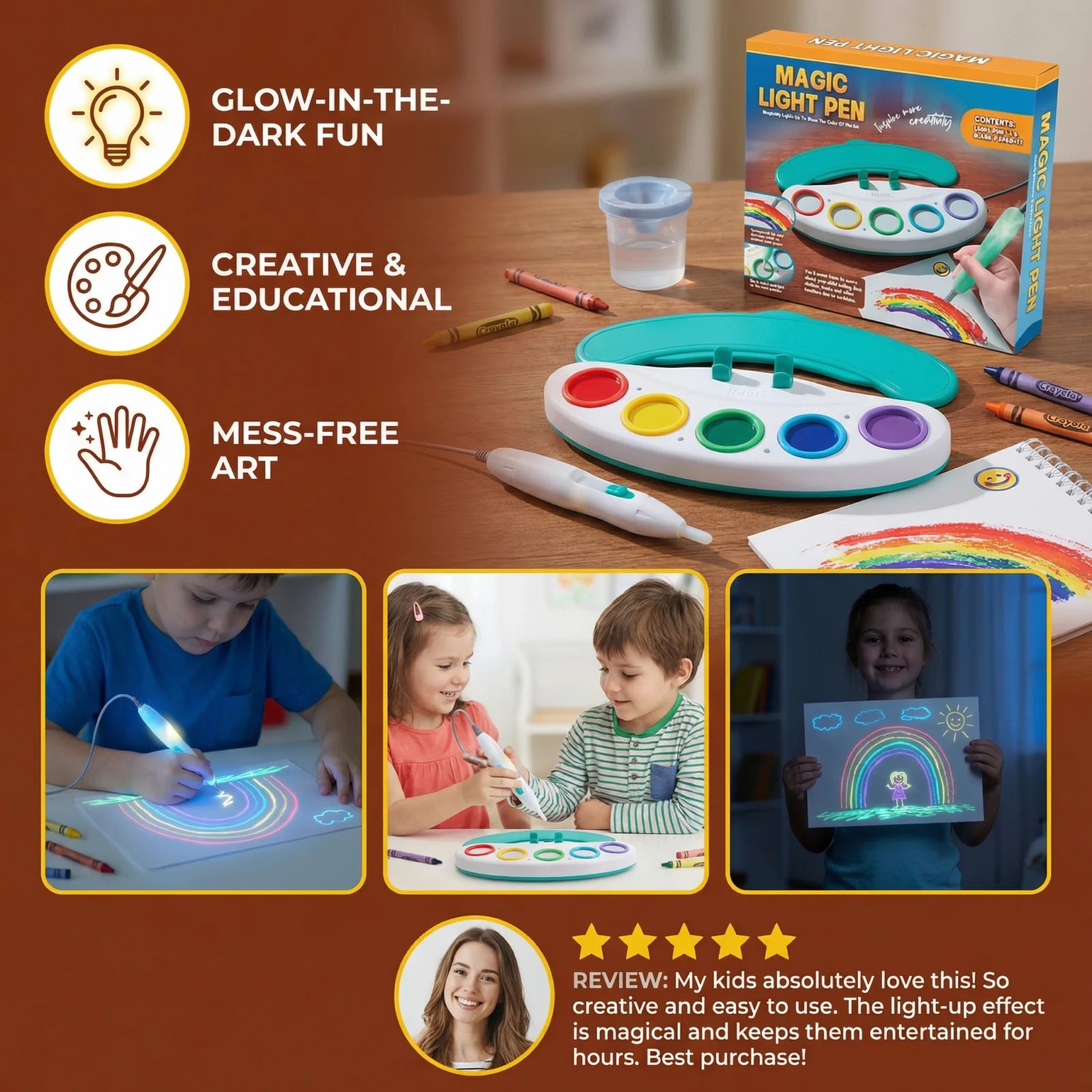 Magic Light Drawing Pen for Kids – Creative LED Art Toy with Music & Glow Effects
