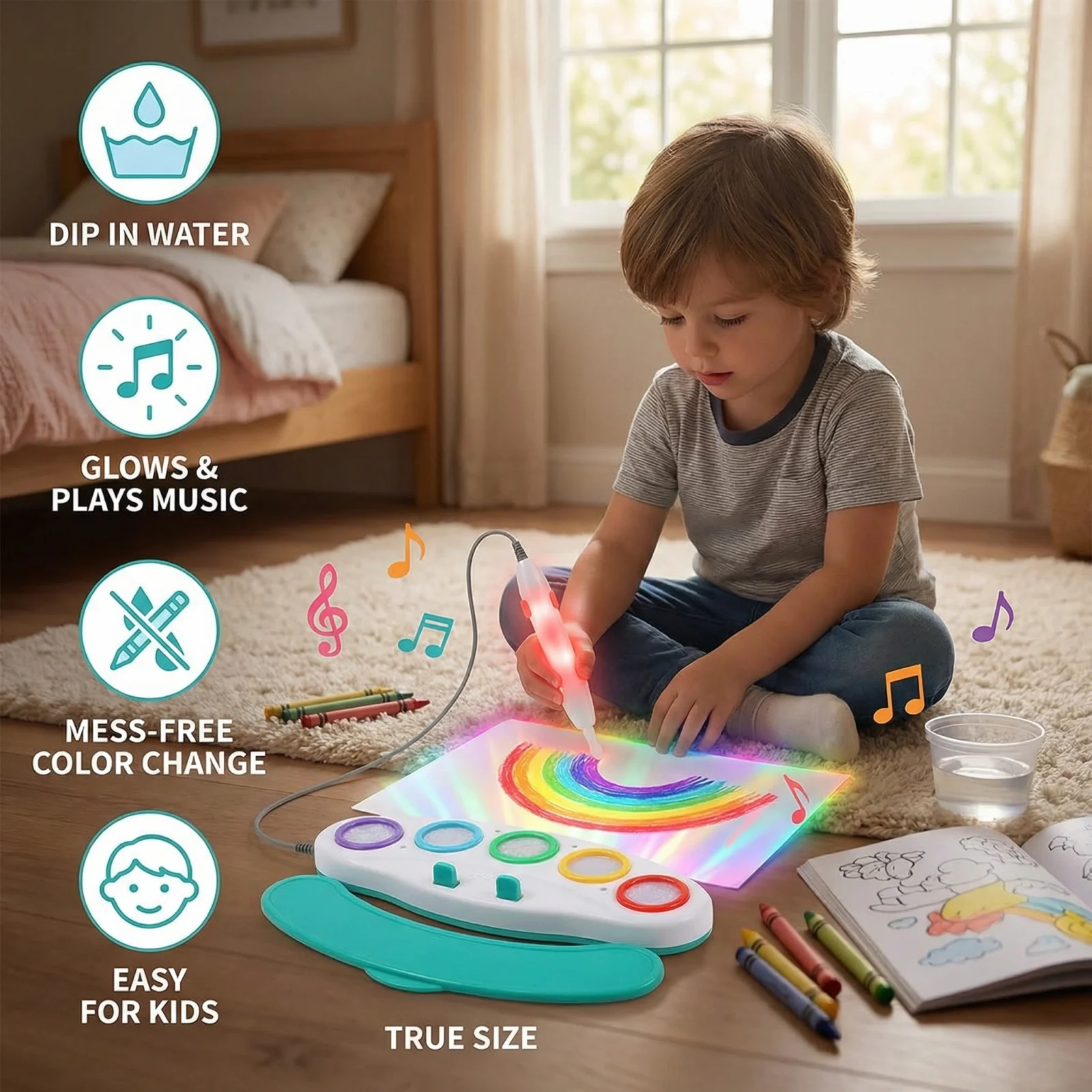 Magic Light Drawing Pen for Kids – Creative LED Art Toy with Music & Glow Effects
