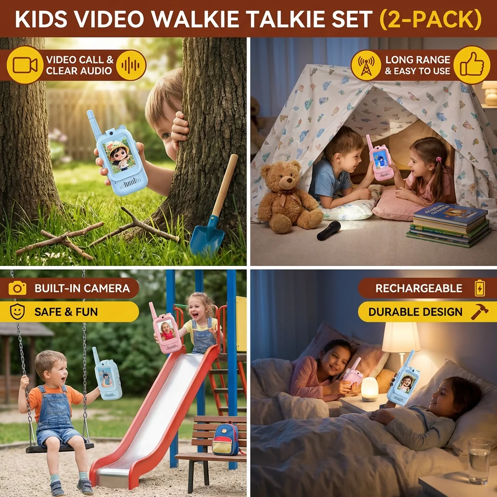 Kids Video Walkie Talkie Set (2-Pack) – Intercom with Camera & Screen