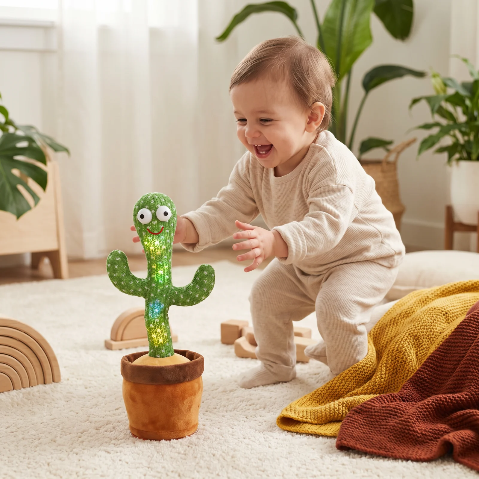 Dancing Cactus Toy for Kids ⎜ Singing Plush with Lights and Voice Mimicry for Interactive Musical Fun