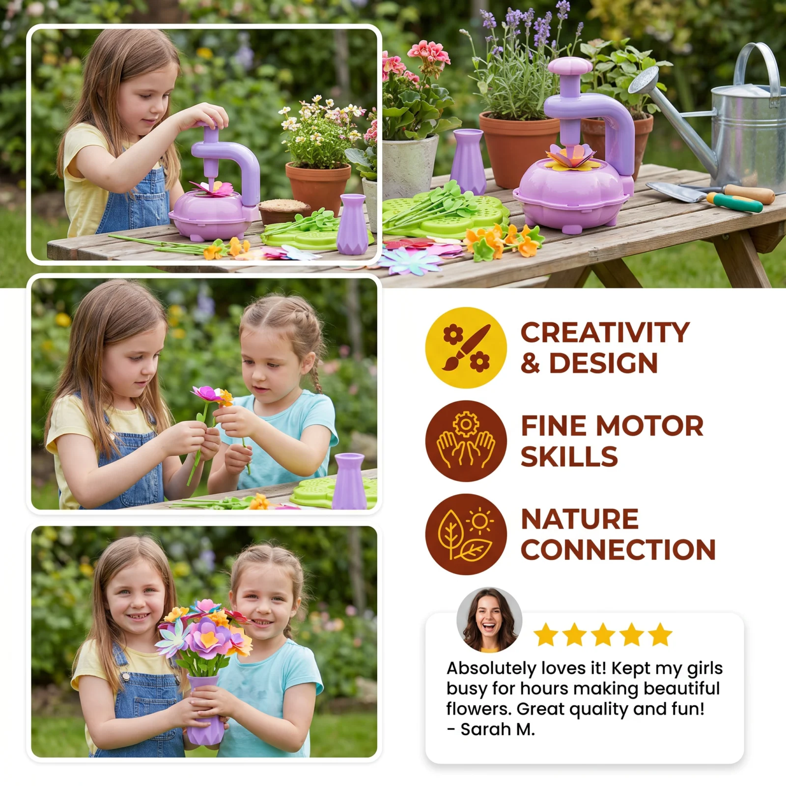 Kids Flower Bouquet Making Kit with Press Machine – DIY Craft Set for Girls