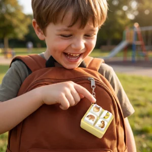 Funny Voice Button Keychain Toy with Interactive Sound Effects