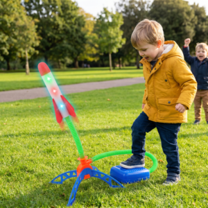 Kids Rocket Launcher with Foot Pump – Light Up Outdoor Air Pressure Toy