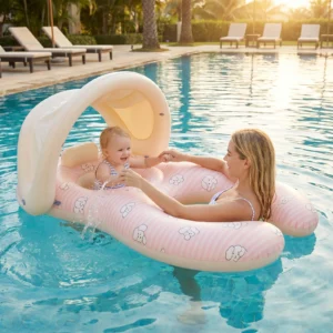 Inflatable Parent and Baby Pool Float with Sunshade
