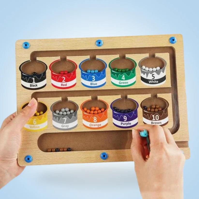 Wooden Magnetic Counting Board β Color Sorting Game with Pen for Early Learning and Fine Motor Skills