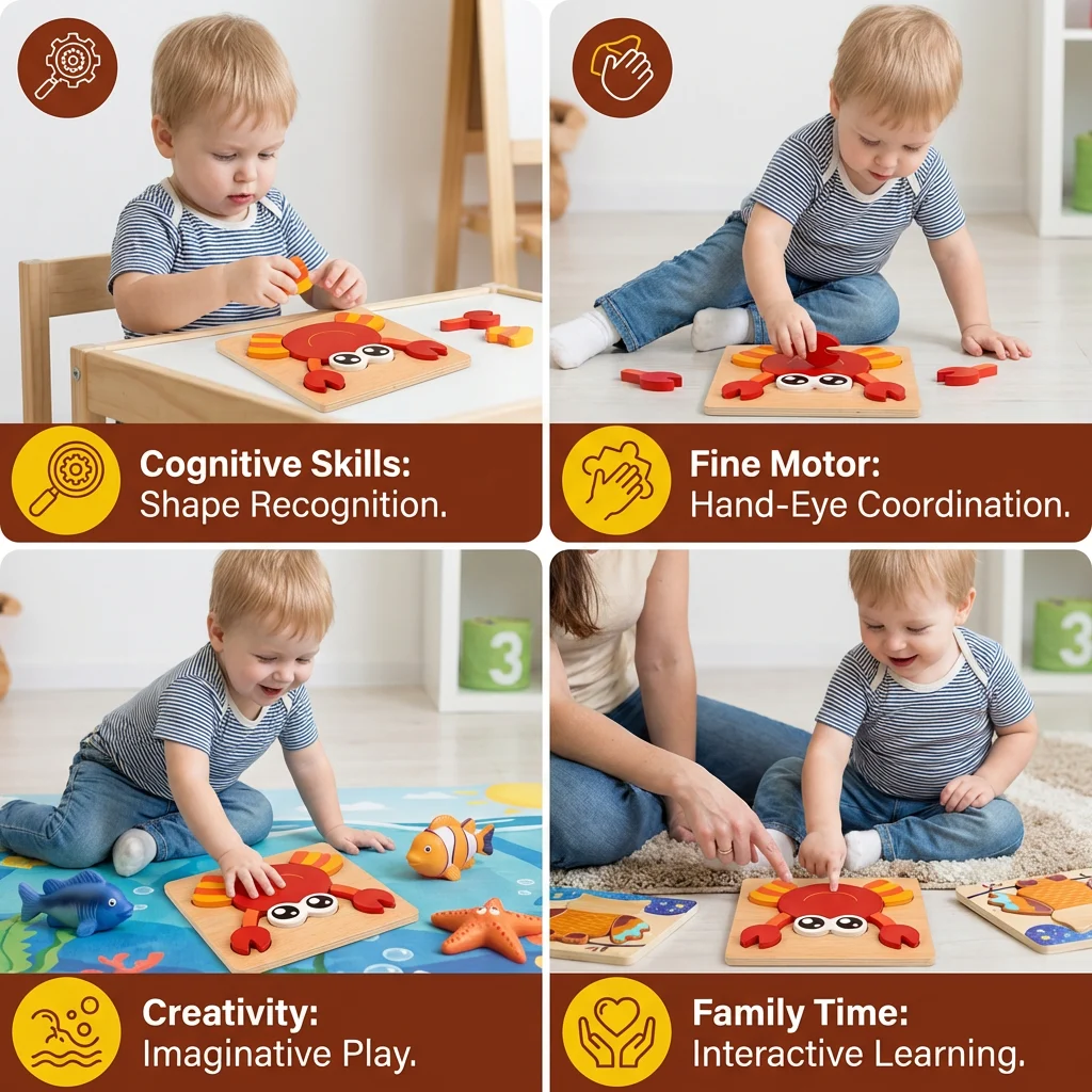 3D Wooden Puzzle for Kids โ Educational Animal Learning Toy for Toddlers