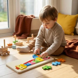Wooden Puzzle Set for Kids – Number & Animal Learning Jigsaw Toy