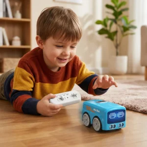 Smart RC Mini Bus Toy โ Gesture Control Light-Up Cartoon Car for Kids