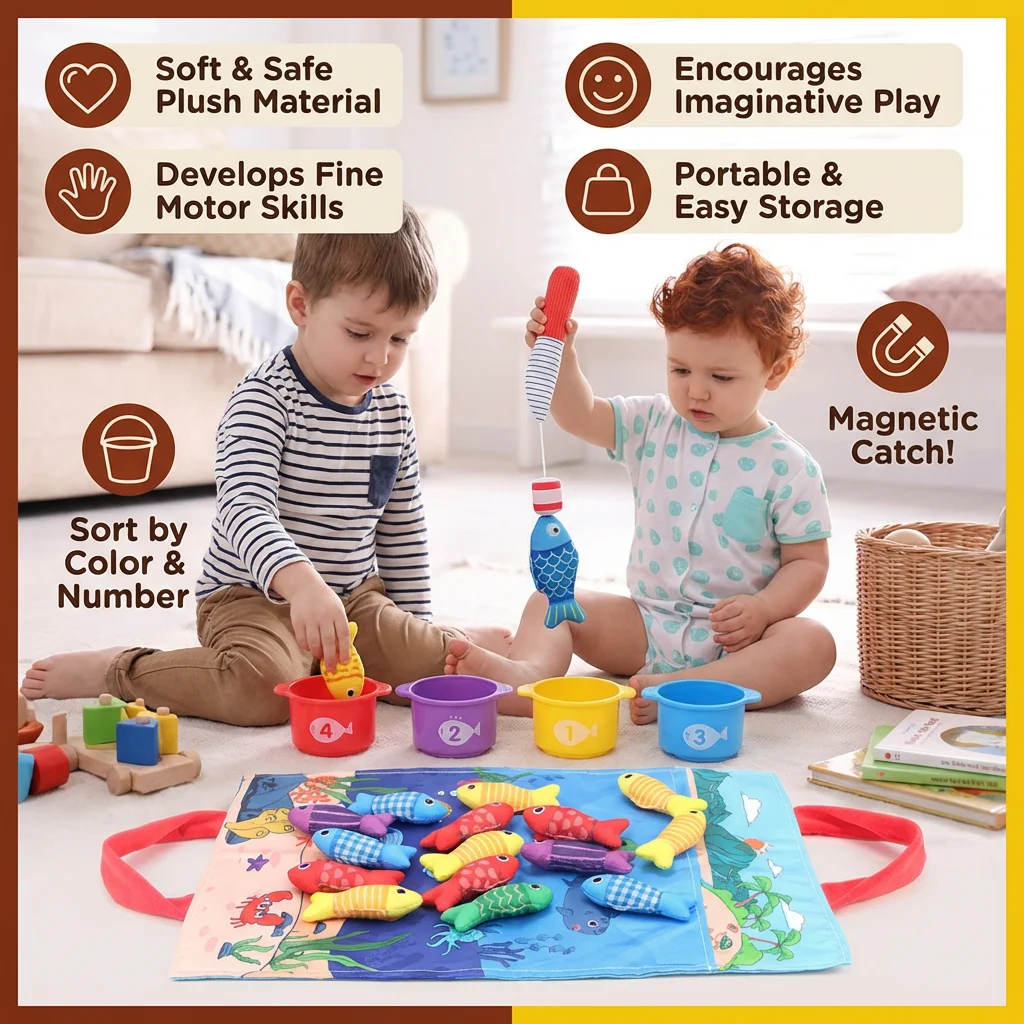 Montessori Plush Fishing Bond Toy