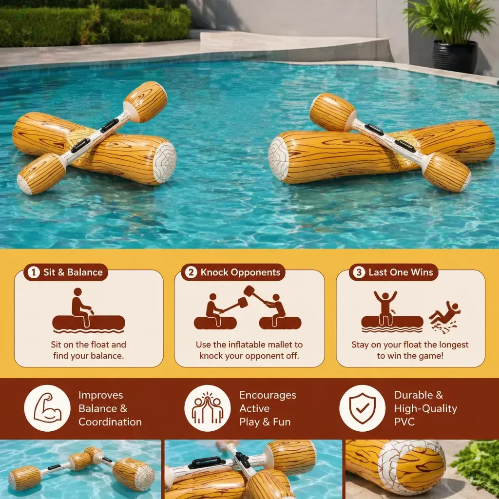 Inflatable Pool Battle Game for Kids – Water Balance & Splash Game