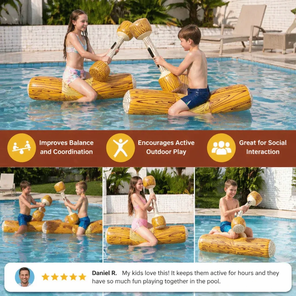 Inflatable Pool Battle Game for Kids – Water Balance & Splash Game