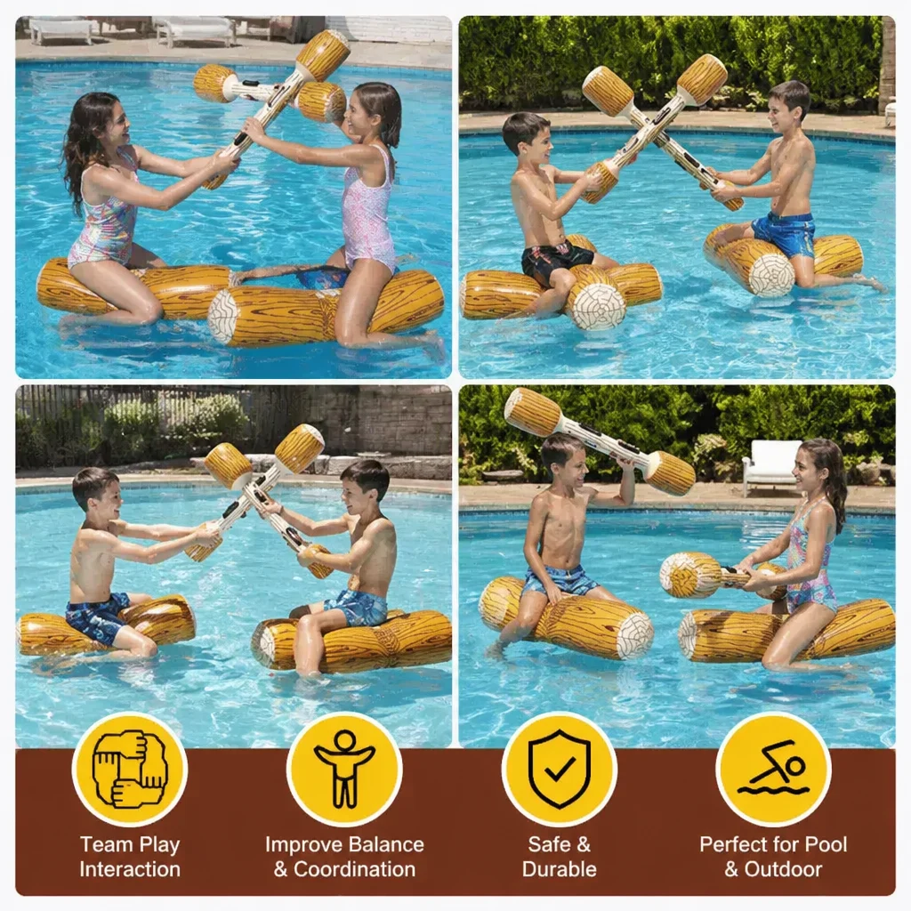 Inflatable Pool Battle Game for Kids – Water Balance & Splash Game