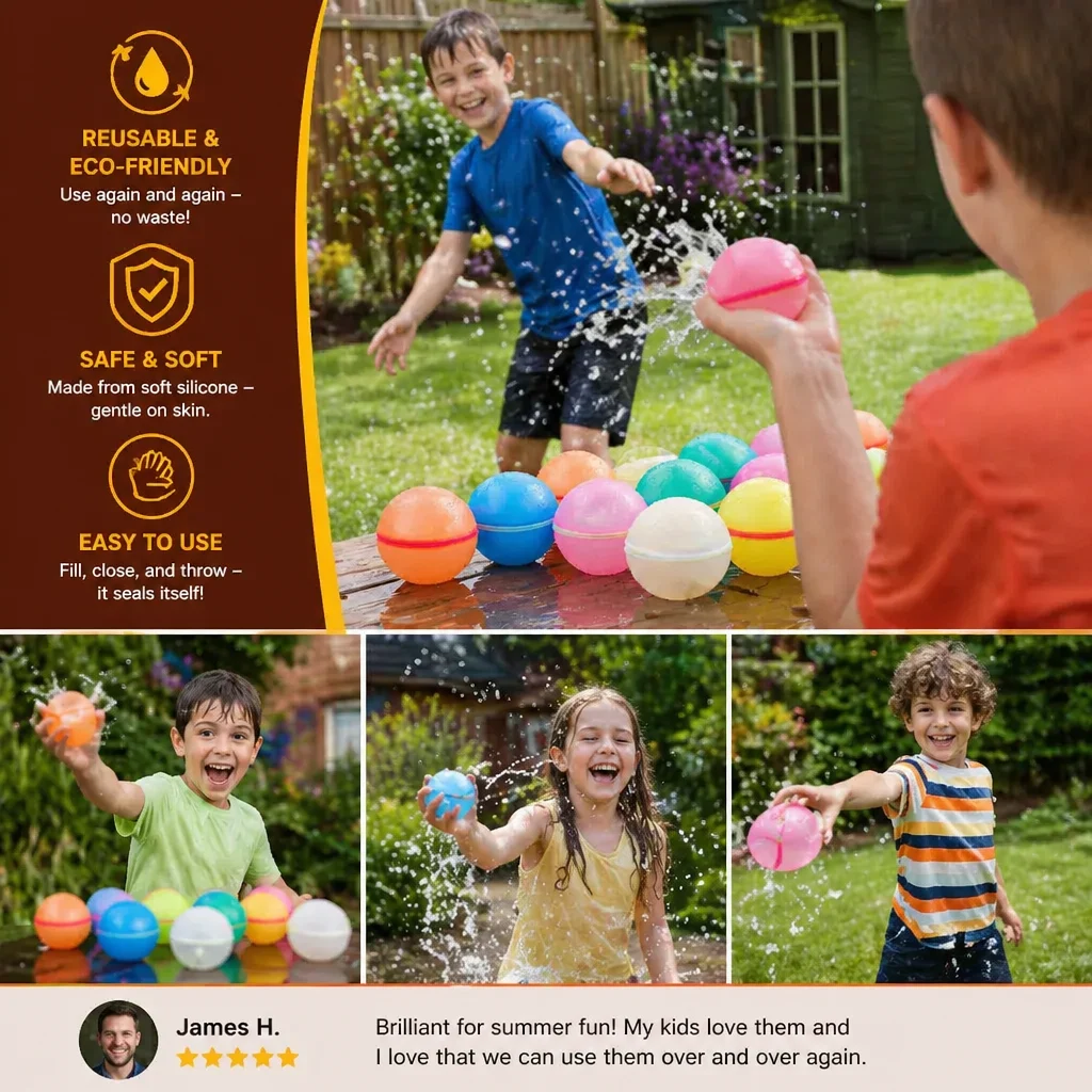 Reusable Water Balloons โ Self-Sealing & Silicone