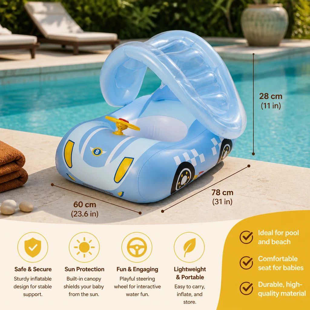 Inflatable Baby Pool Float Car with Sunshade