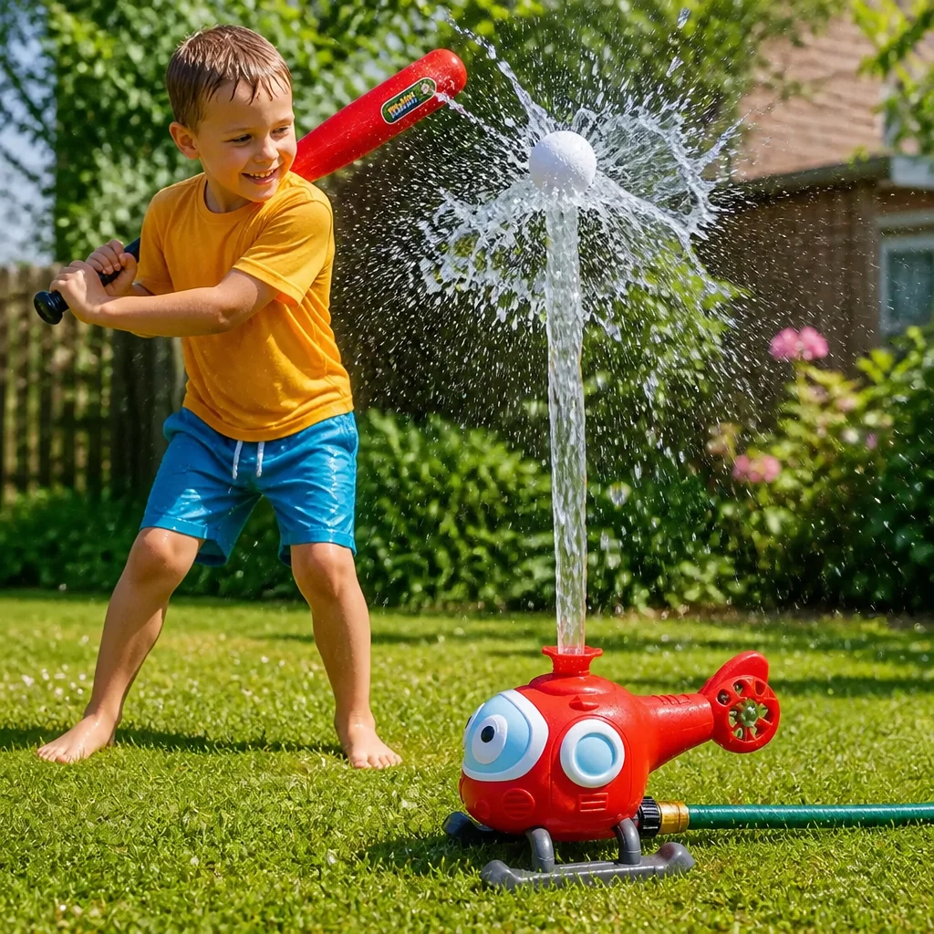 Kids Baseball Helicopter Water Sprinkler for Outdoor Summer Fun