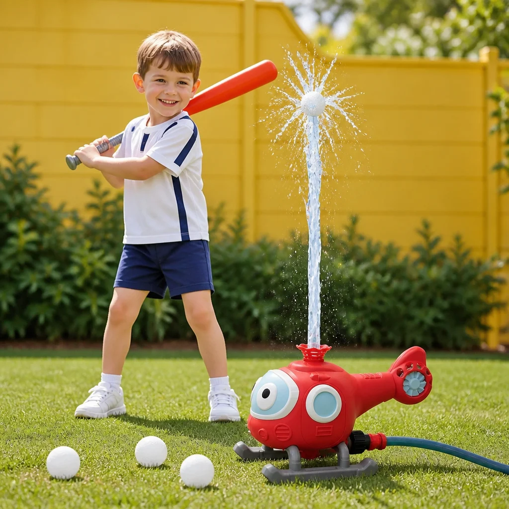 Kids Baseball Helicopter Water Sprinkler for Outdoor Summer Fun