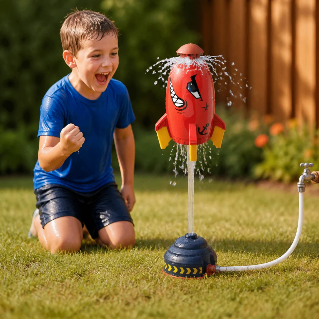 Flying Rocket Water Sprinkler Outdoor Toy for Kids