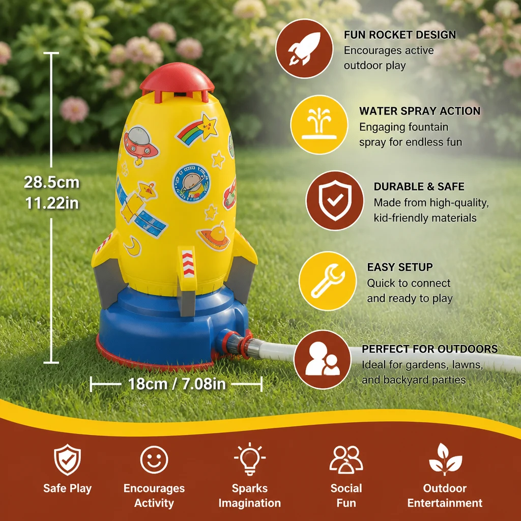 Flying Rocket Water Sprinkler Outdoor Toy for Kids
