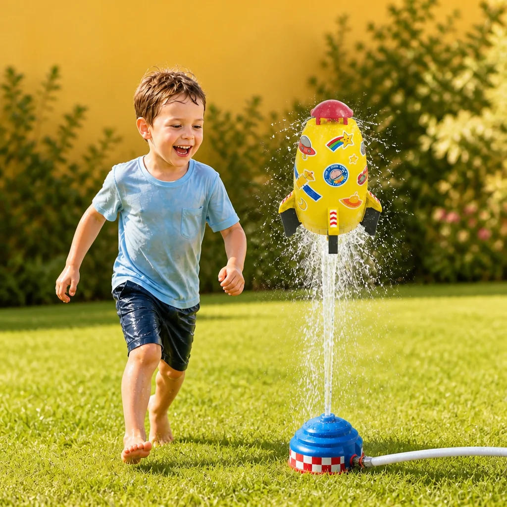Flying Rocket Water Sprinkler Outdoor Toy for Kids