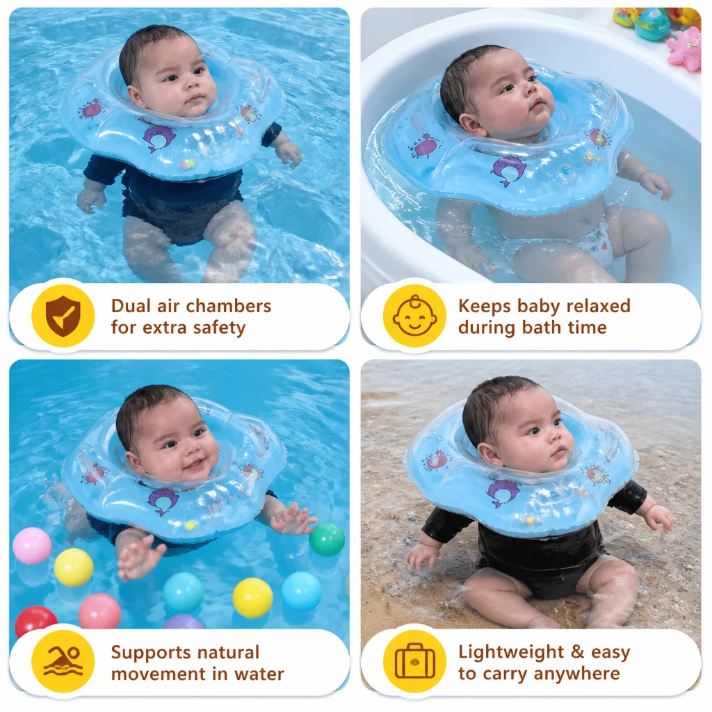 Inflatable Baby Neck Float Ring with Double Air Chamber