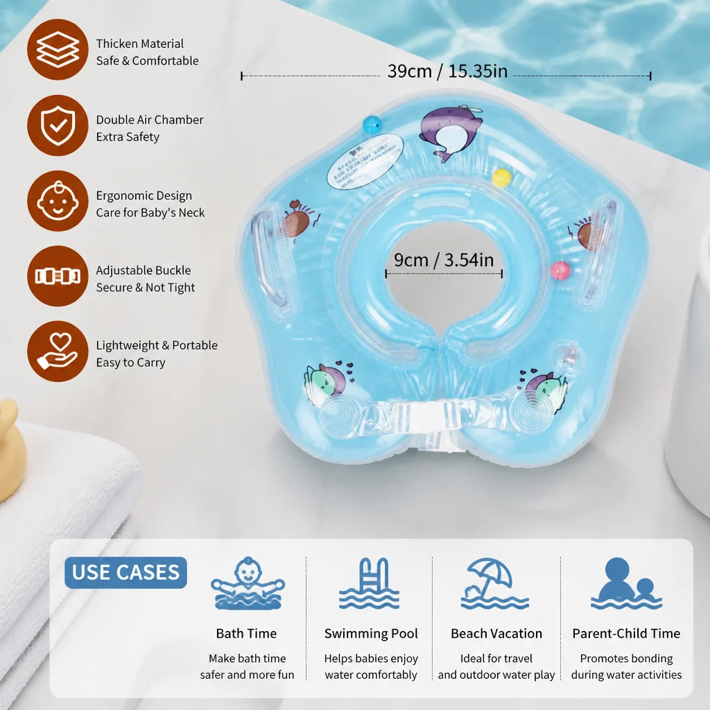 Inflatable Baby Neck Float Ring with Double Air Chamber