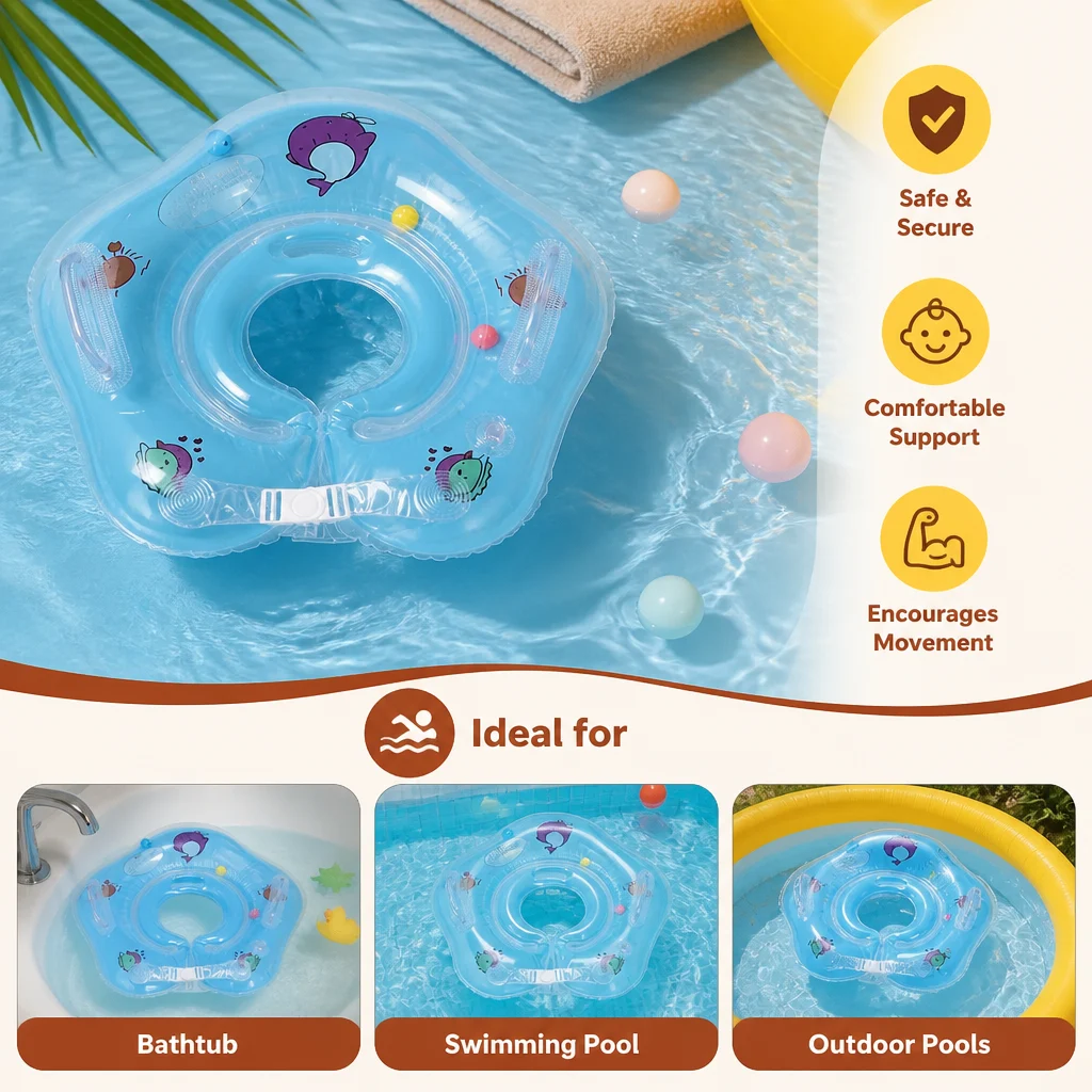 Inflatable Baby Neck Float Ring with Double Air Chamber