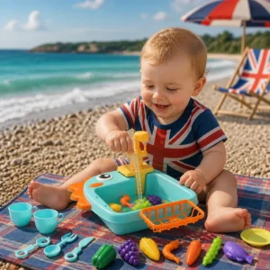 Kids Pretend Play Sink Toy with Running Tap and Dino Design