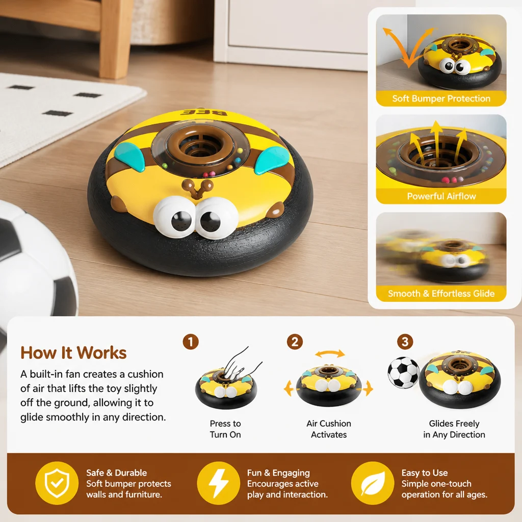 Cute Floating Air Soccer Ball with Soft Foam Bumper